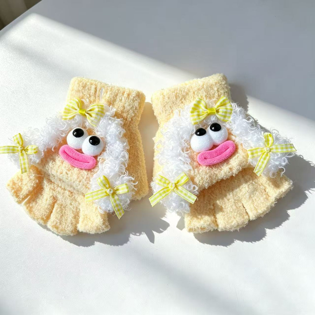 Cute Plush Character Fingerless Gloves Kalsten