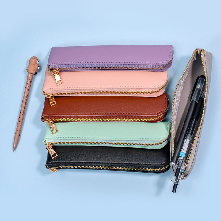 Premium Leather Zippered Pencil Case Kalsten