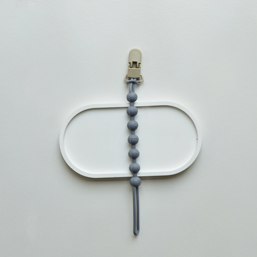 Silicone Beaded Pacifier Clip with Wooden Safety Clamp