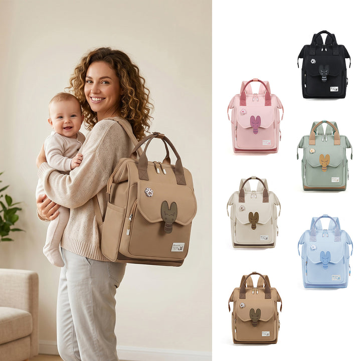 Cute Character Multi-Pocket Diaper Backpack Kalsten