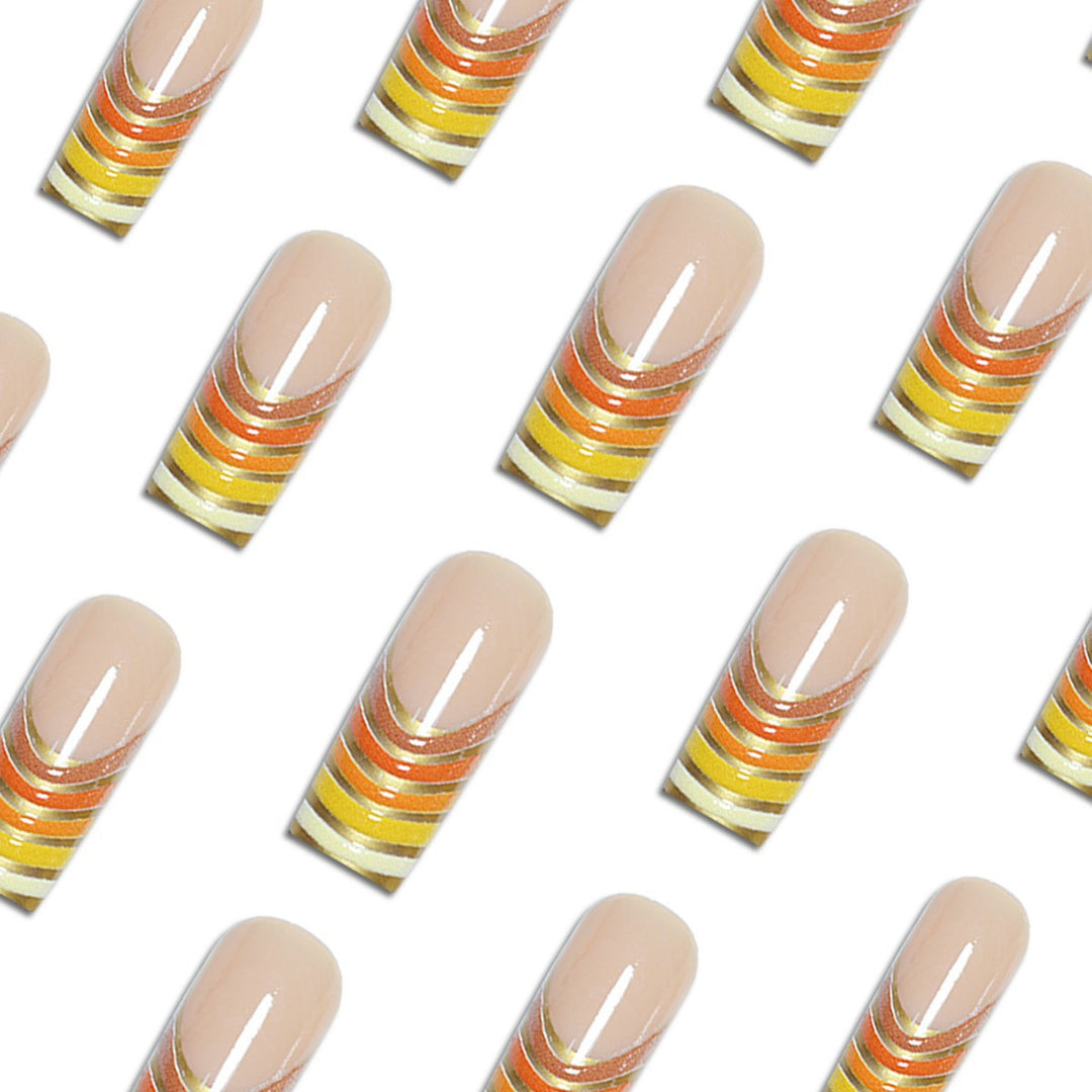 Striped French Tip Press-On Nails Kalsten