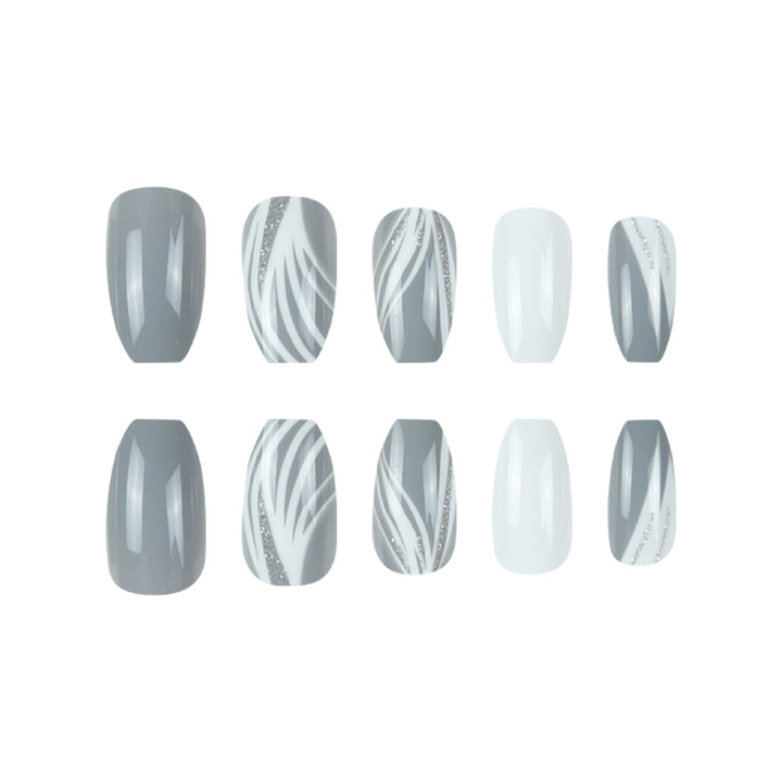 Glossy Stiletto Press-On Nail Set with Glittered Design Kalsten