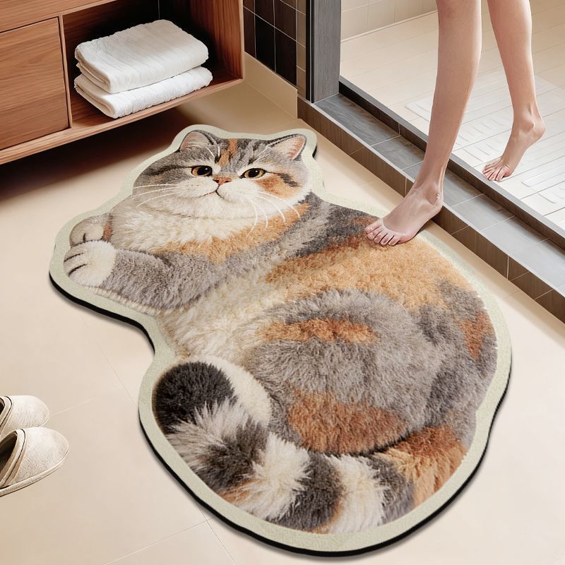 Cat-Themed Plush Bath Rug Kalsten