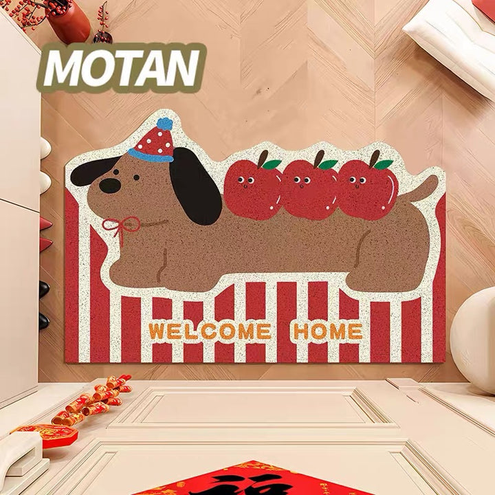 Playful Dog-Themed Welcome Mat
