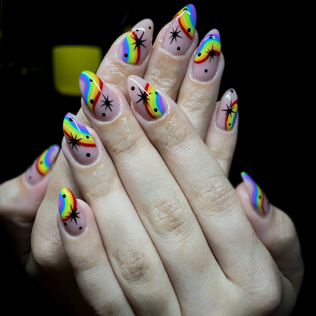 Colorful Rainbow-Themed Nail Art Kalsten