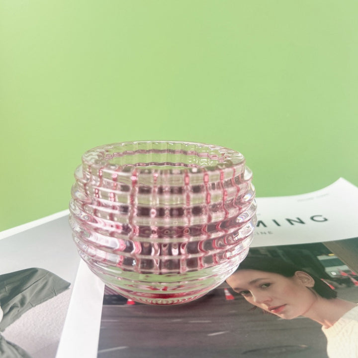 Round Ribbed Glass Votive Candle Holder for Tealights Kalsten