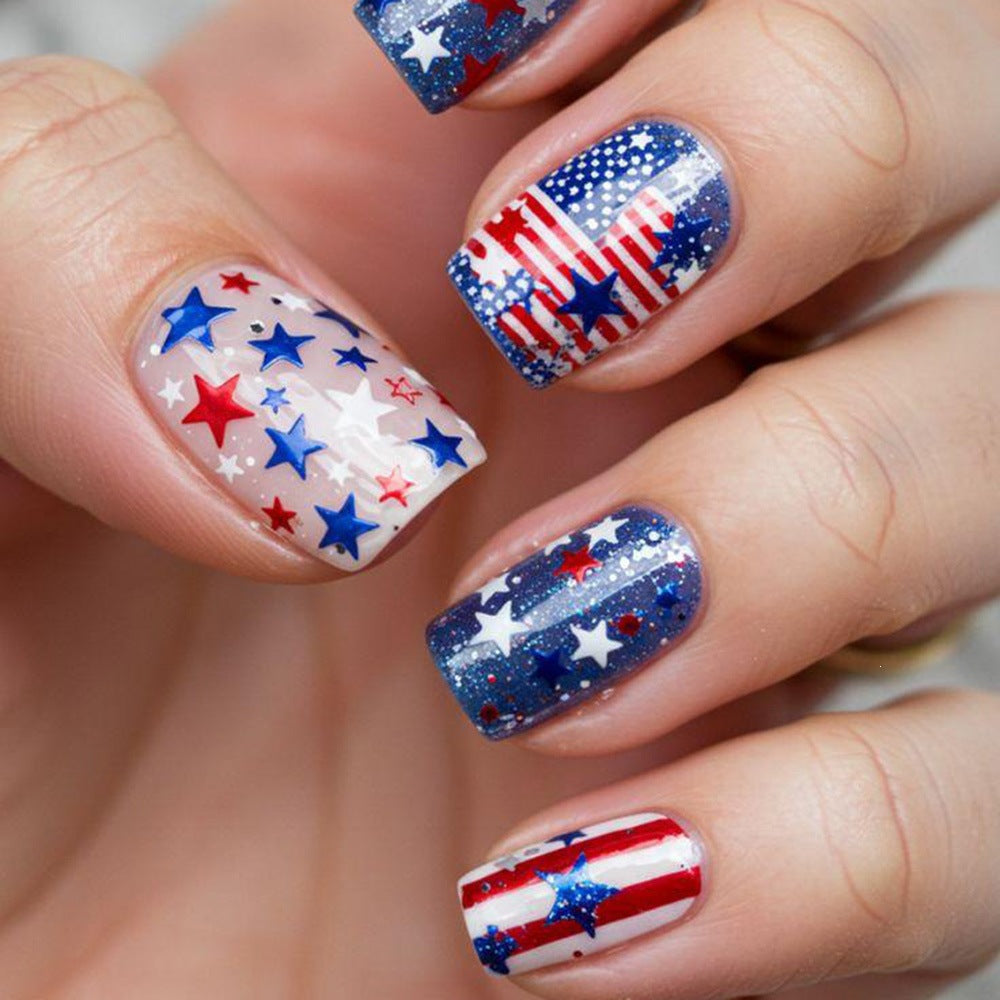 Artificial nails with patriotic star design Kalsten
