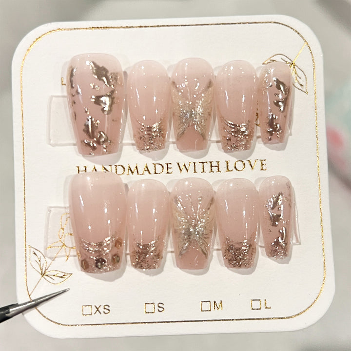 Artificial Nail Nail Art Set with Glitter and Floral Decorations Kalsten