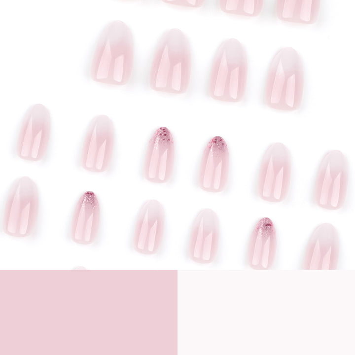 Artful Nail Extensions with Glitter Decoration and Ombre Effect Kalsten