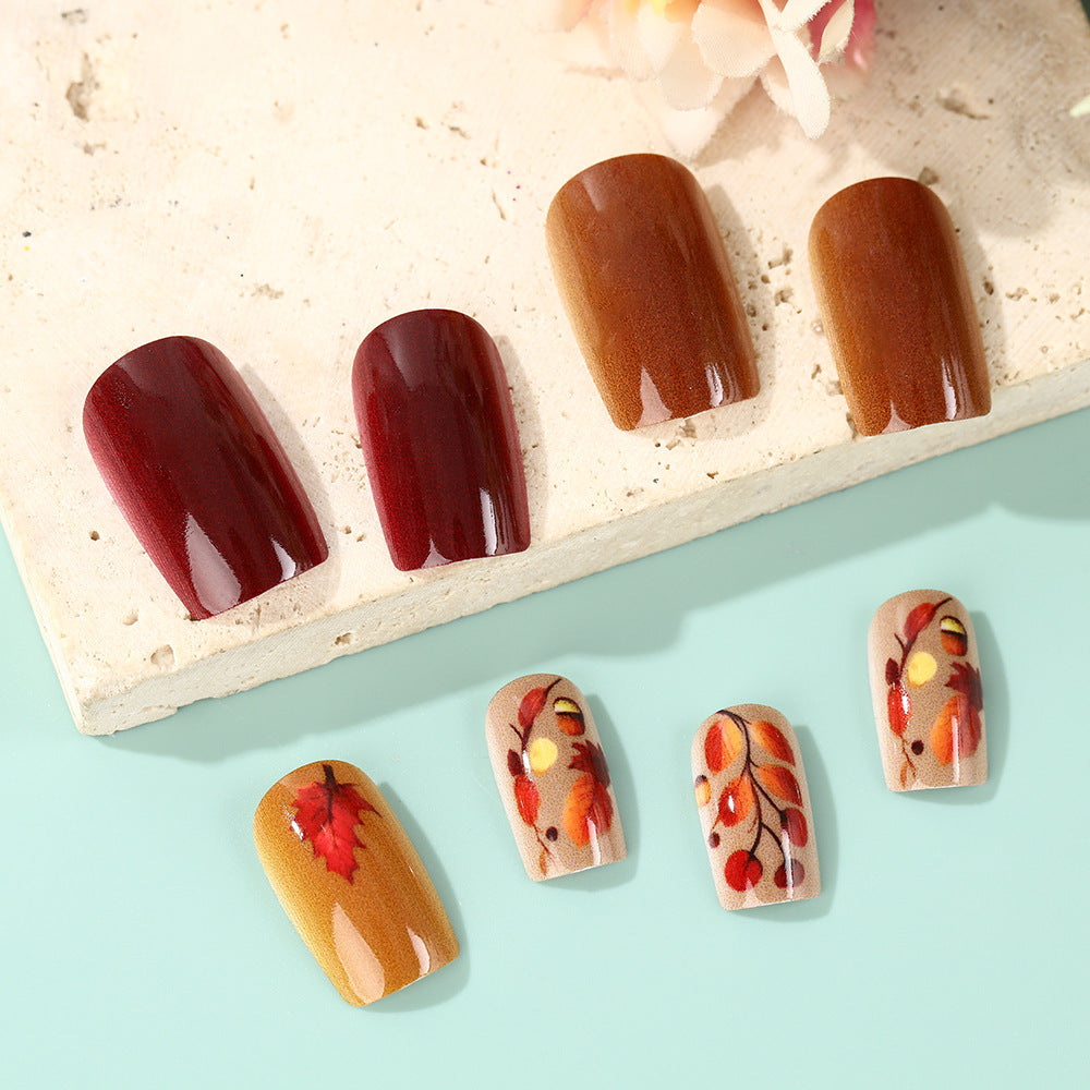 Artificial Nail Set with Natural Autumn Design Kalsten