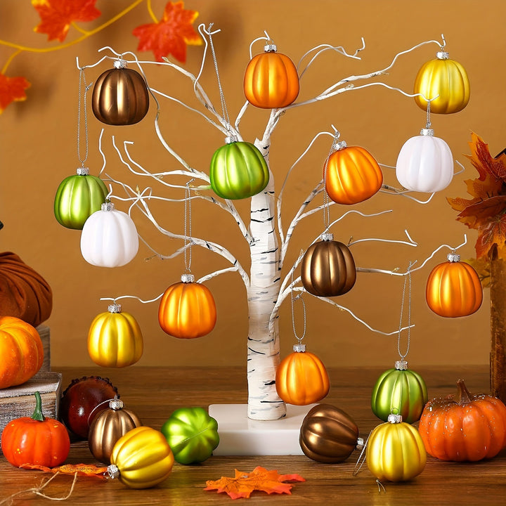 Hanging Christmas Ornaments in Pumpkin Glass Design Ornament Set