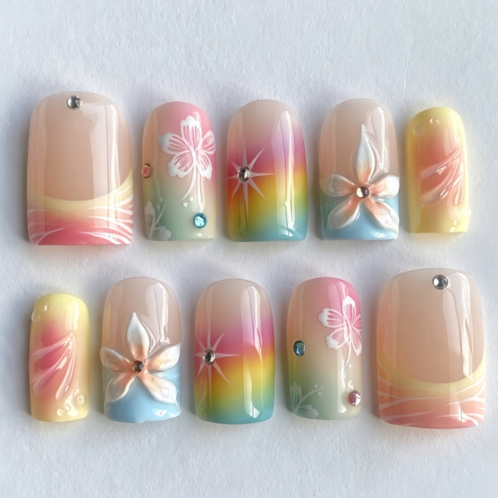 Artful Nail Tips with Floral Accents Kalsten