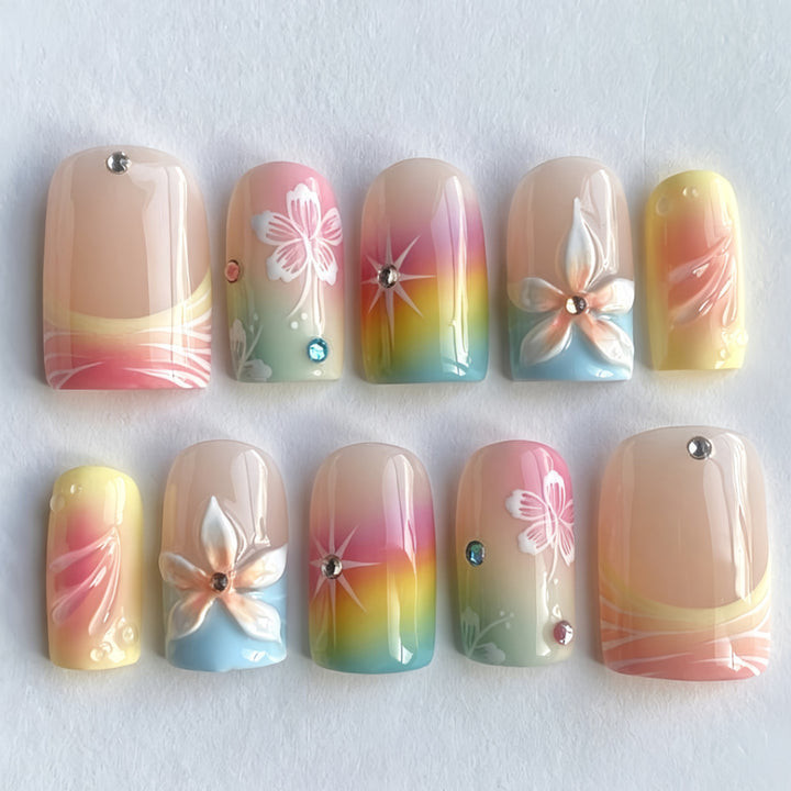 Artful Nail Tips with Floral Accents Kalsten