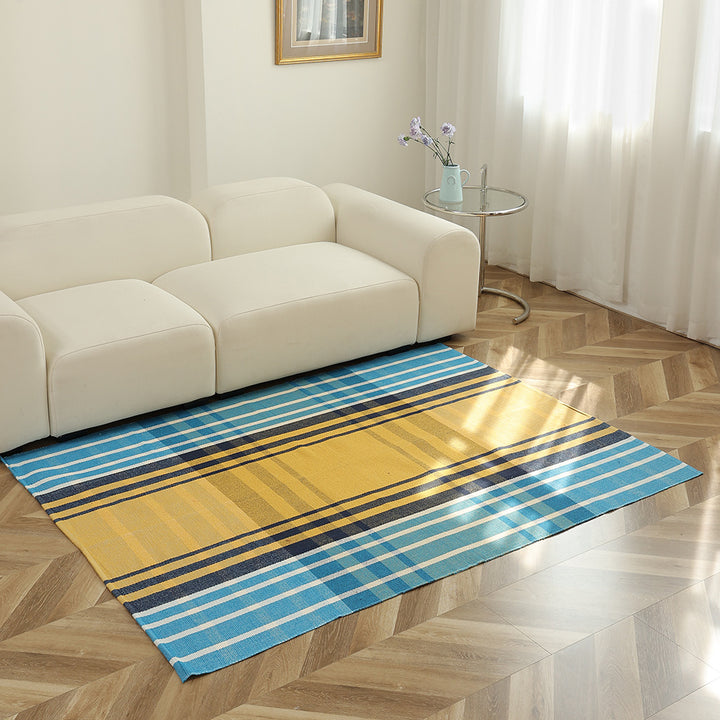 Striped flat woven carpet for living room with low pile and modern striped pattern Kalsten