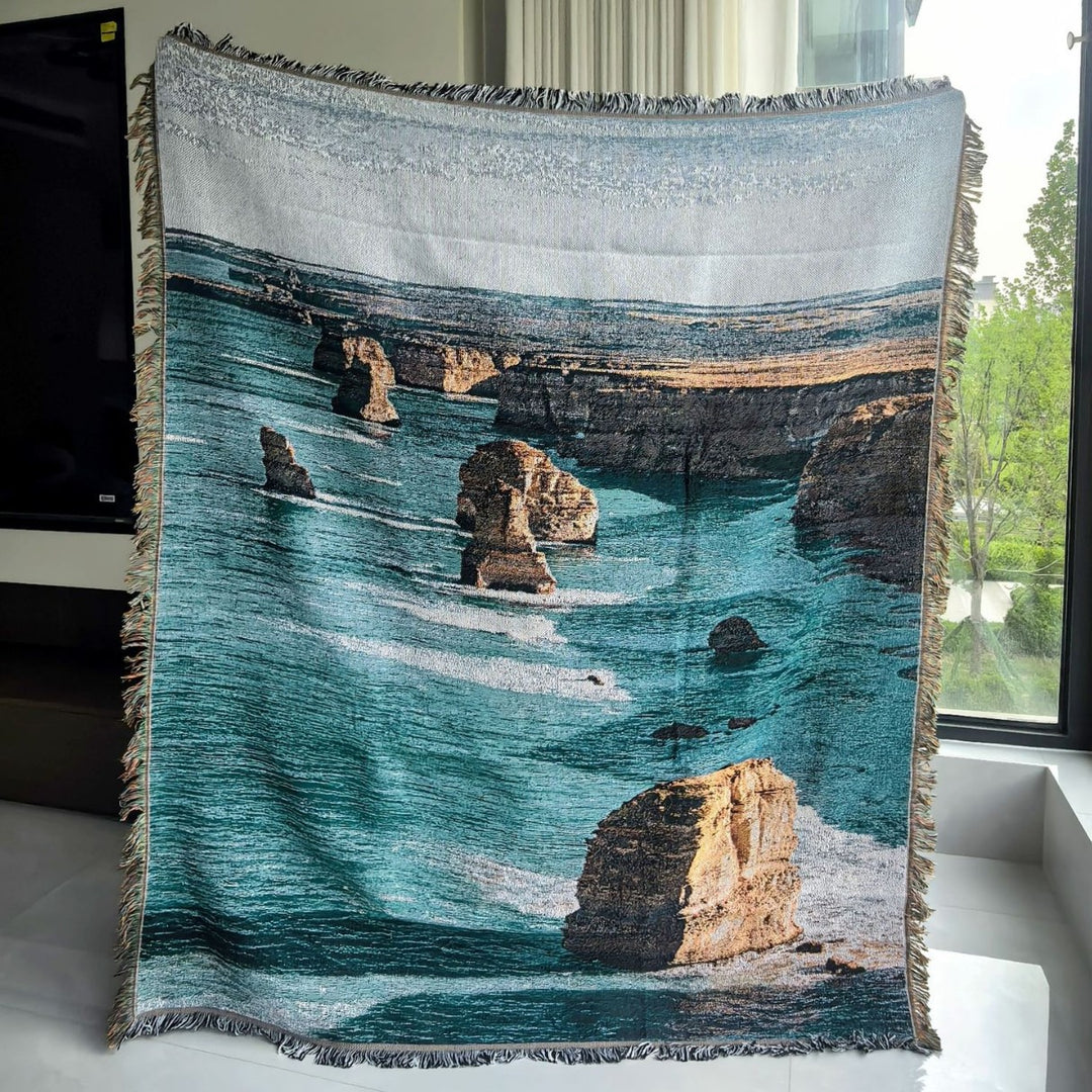 Scenic Coastal Landscape Throw Blanket