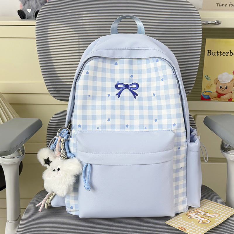 Checked Patterned School Backpack Kalsten