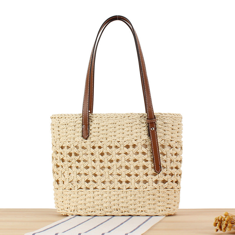 Handbag Made of Handwoven Braid with Sturdy Leather Handles Kalsten