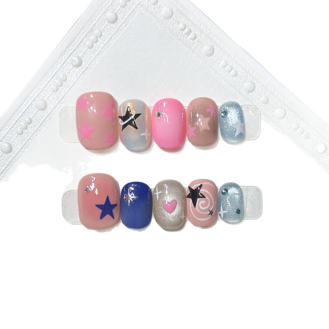 Decorative Nail Art Set with Star and Heart Accents Kalsten