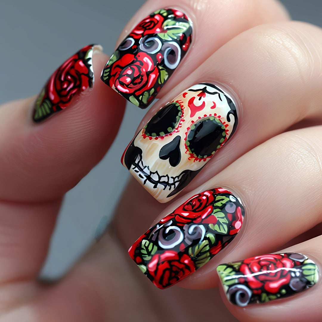 Art nail set with Vibrant Skull design Kalsten