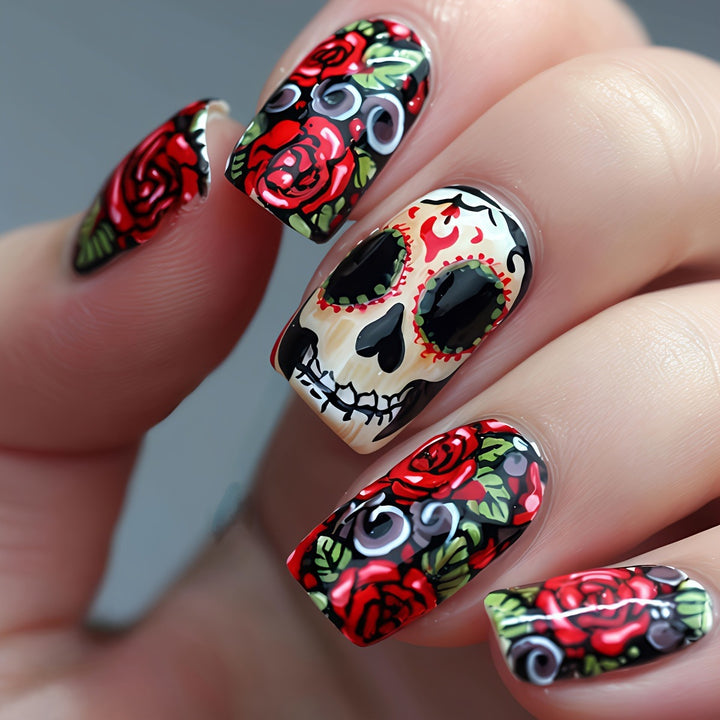 Art nail set with Vibrant Skull design Kalsten