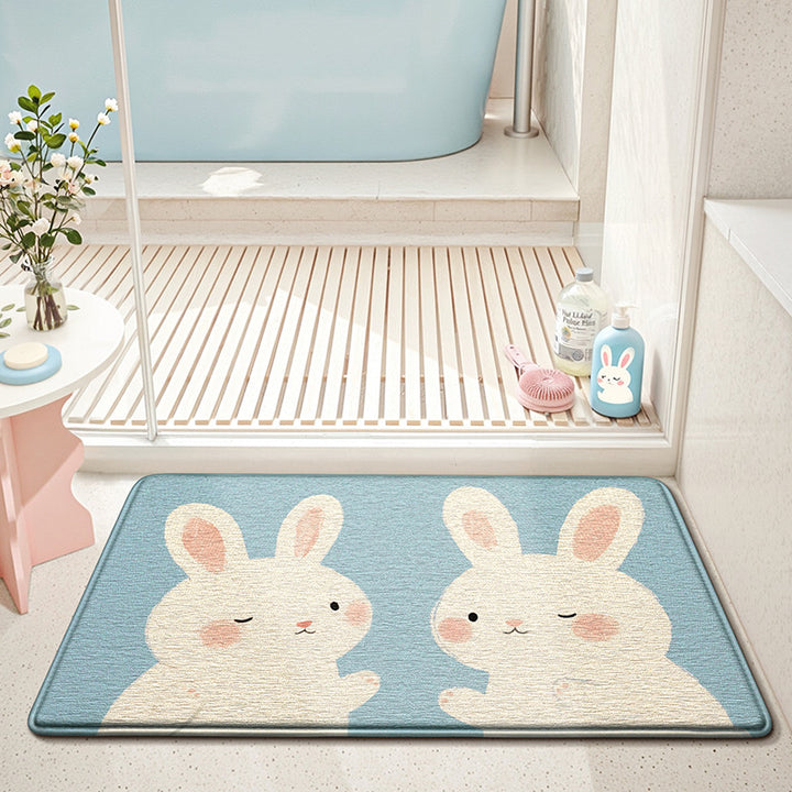 Cute Bunny-Themed Bath Mat