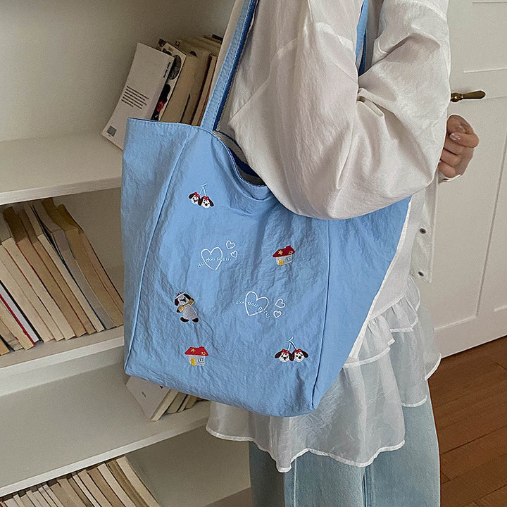 Artistic Dog Embroidered Tote Bag