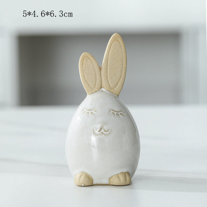 Whimsical Ceramic Bunny Figurine Kalsten
