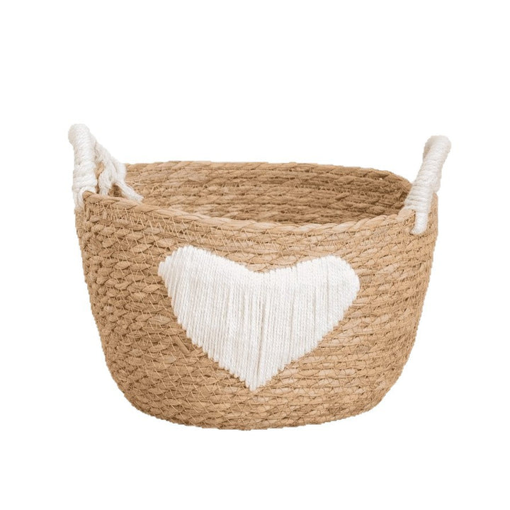 Handwoven storage basket with heart design Kalsten
