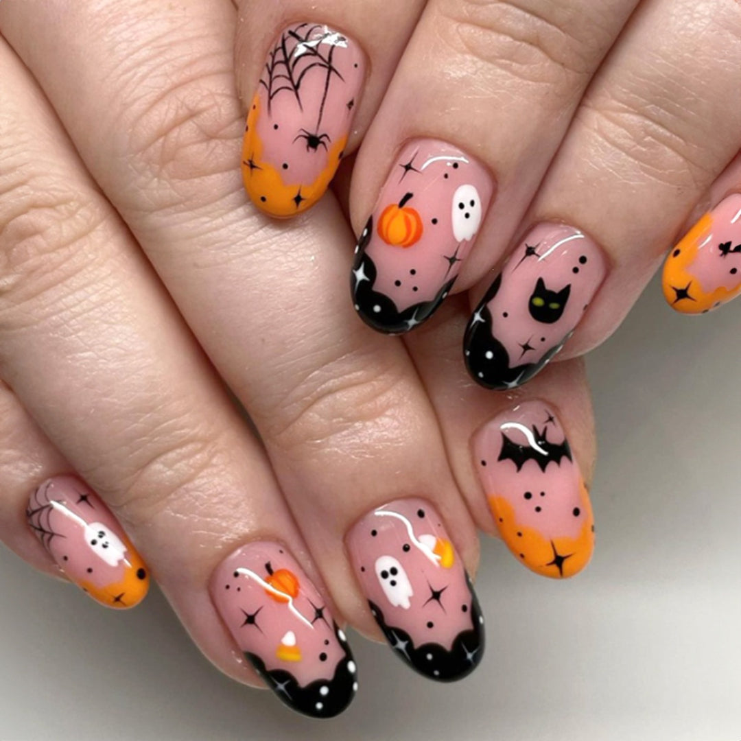 Artificial artificial nails with creepy Halloween designs Kalsten