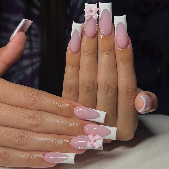 Acrylic nail set with trendy 3D decorations and elegant accents Kalsten