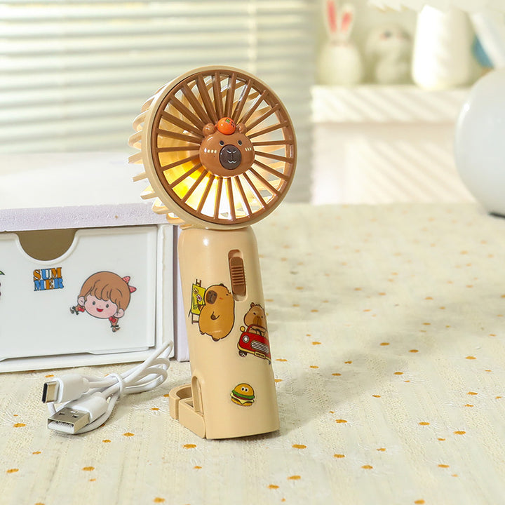 Women Portable Hand Fan with Cute Bear Design and LED Lighting Kalsten
