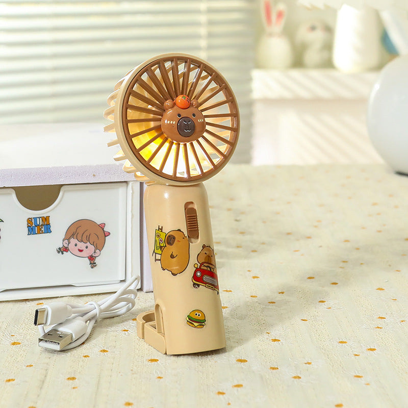 Portable hand fan with cute bear design and LED lighting Kalsten