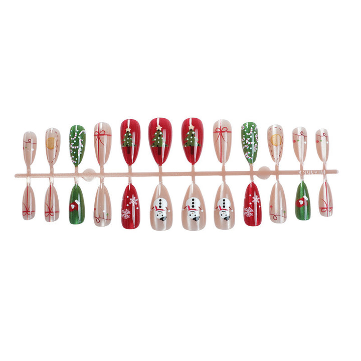 Festive Christmas-Themed Press-On Nail Art Set