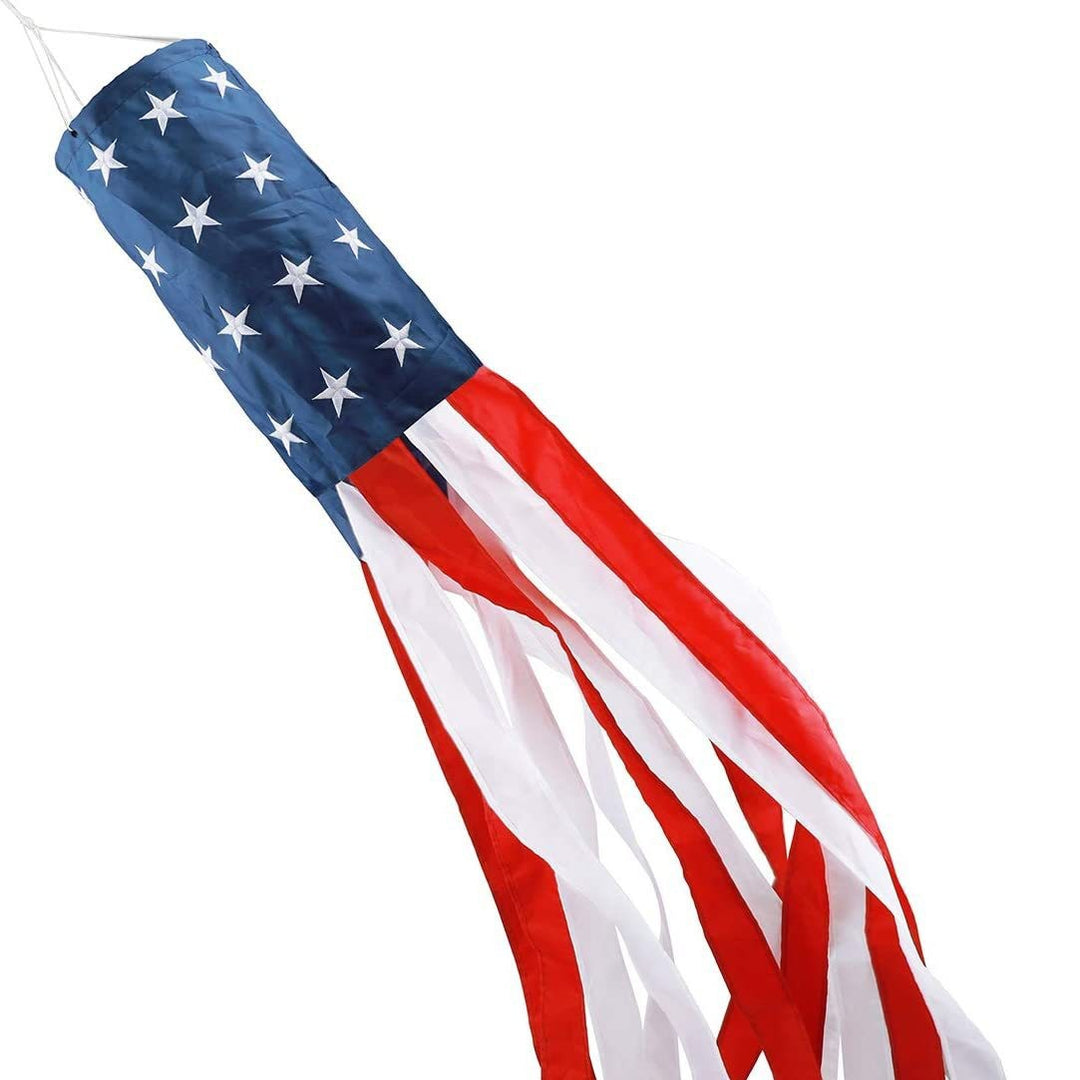 Unisex nan patriotic American flag windsock with long trailing streamers and reinforced hanging loop Kalsten