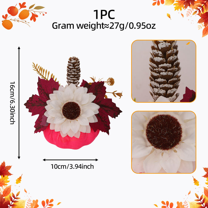 Samt-Pumpkin Table Decoration with Artificial Sunflower Arrangement
