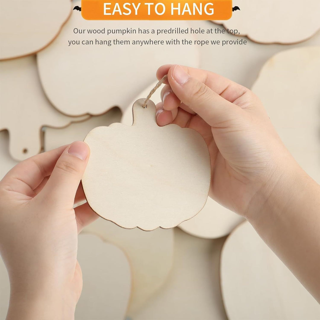 Multi-piece pumpkin-shaped wooden pendant craft set for painting