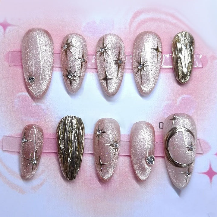 Artificial nail set with sparkling star and moon motifs Kalsten