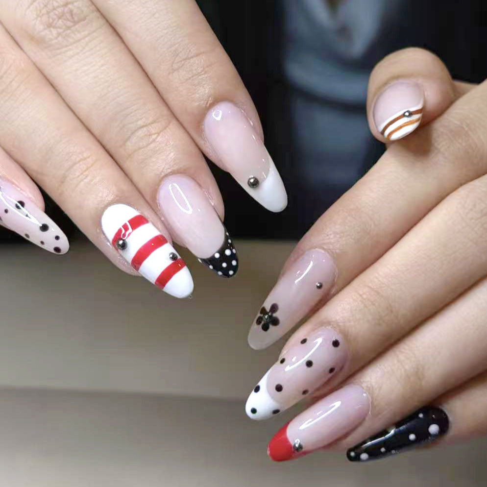 Artistic Stiletto Press-On Nail Set with Unique Patterns Kalsten