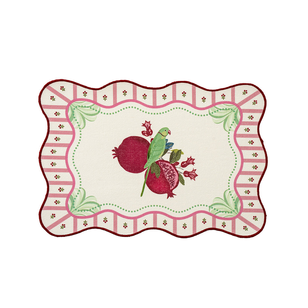Decorative wavy table set with pomegranate and parrot motif Kalsten