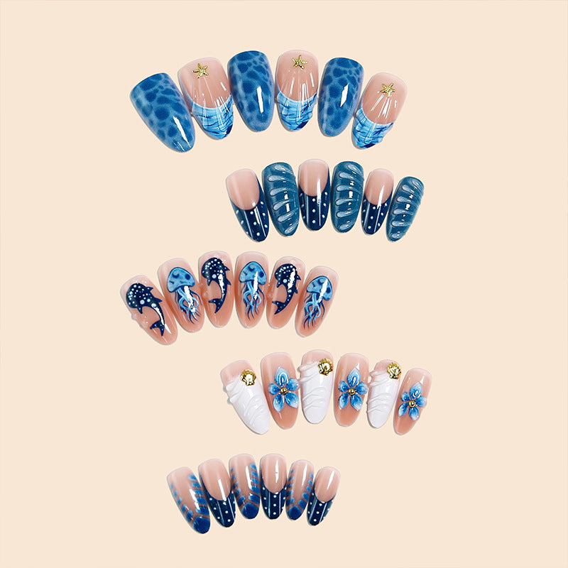 Artistic 3D Nail Tips with Maritime Motifs Kalsten