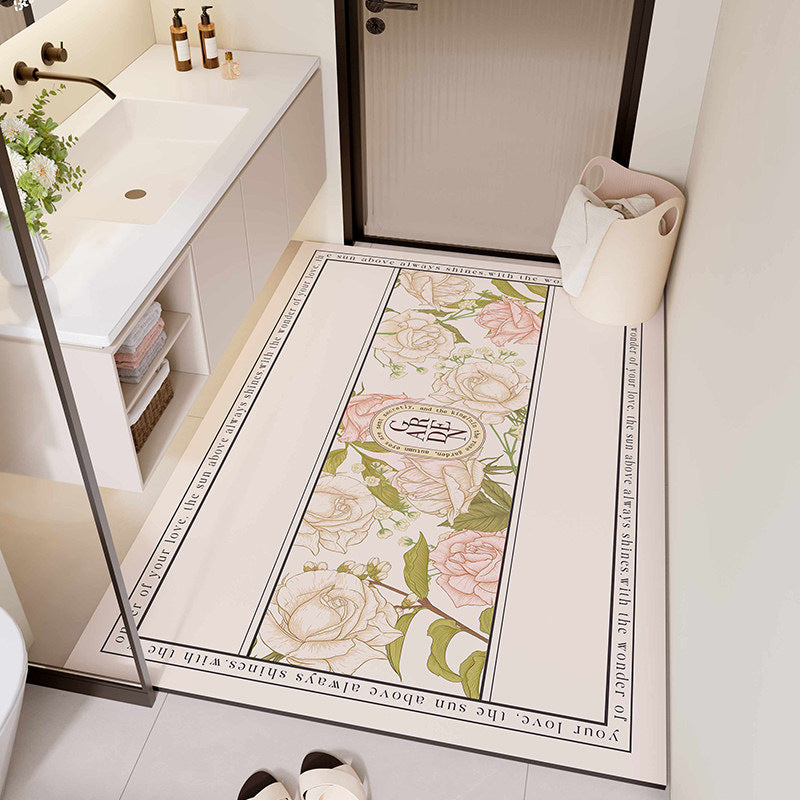 Floral Design Bathroom Mat