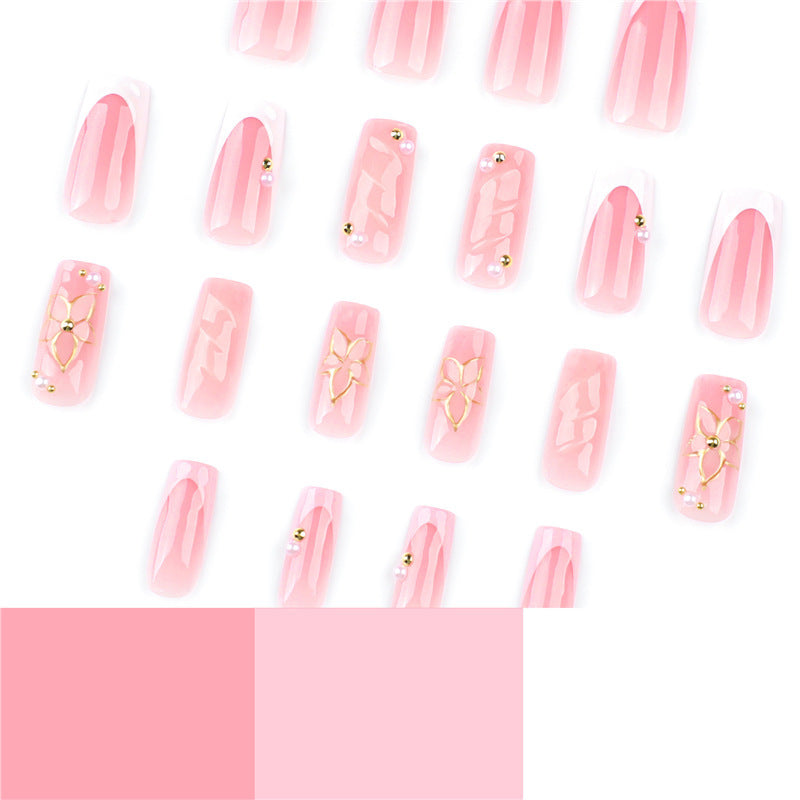 Elegant Floral-Embellished Press-On Nail Extensions Kalsten