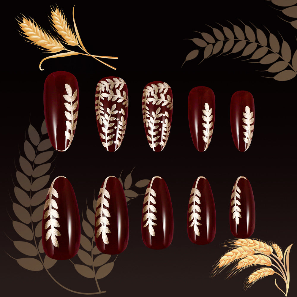 Elegant Botanical Press-On Nail Art Kalsten