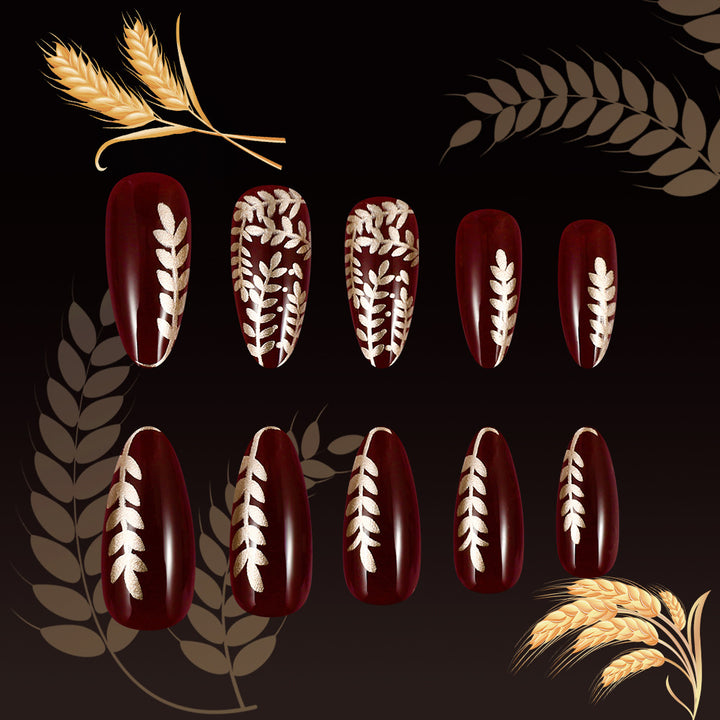 Elegant Botanical Press-On Nail Art Kalsten