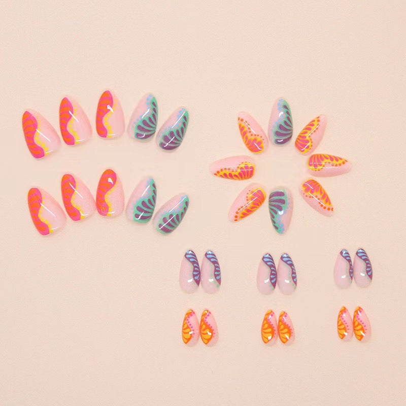 Art nail set with colorful gradient and creative designs Kalsten