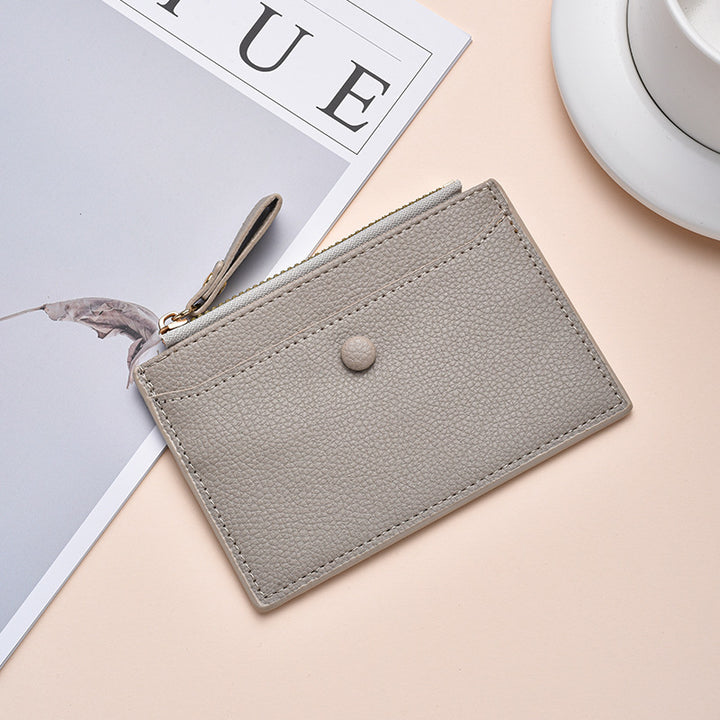 Textured Leather Zippered Card Holder Kalsten
