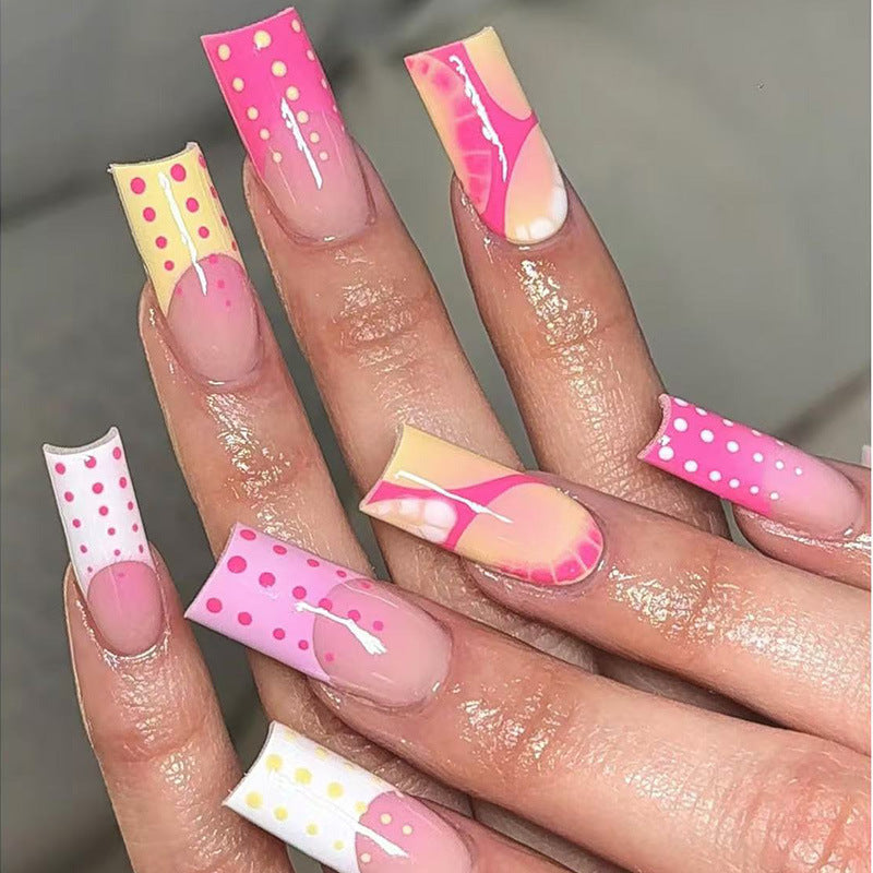 Long Press-On Nail Extensions with Artistic French Tips Kalsten