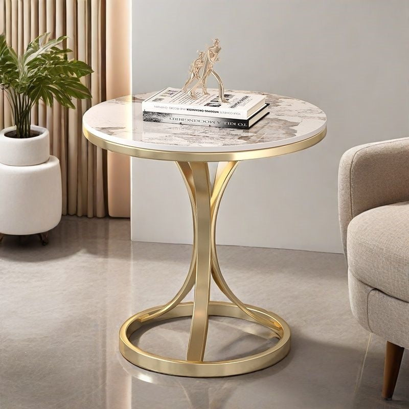 Modern Round Accent Table with Sleek Metal Base Kalsten