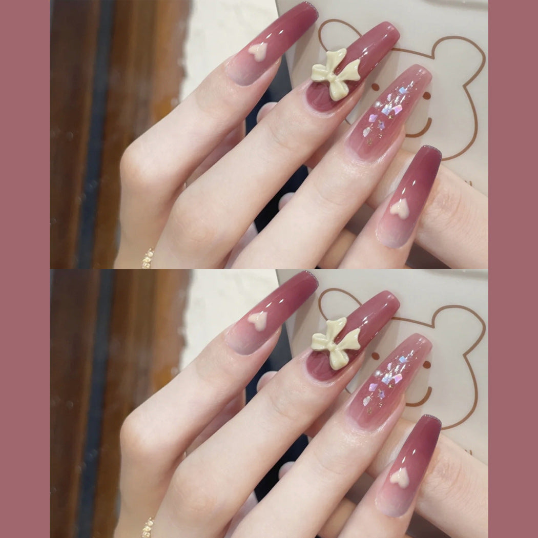Decorative Heart-Theme Press-On Nail Art