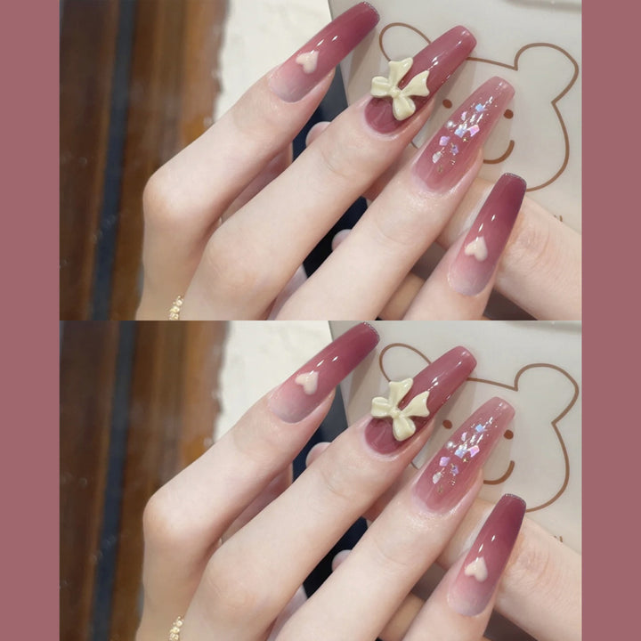 Decorative Heart-Theme Press-On Nail Art